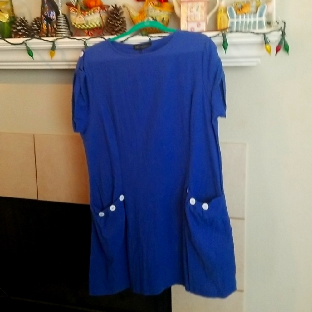 This is a blue above the knee dress by Zanzea